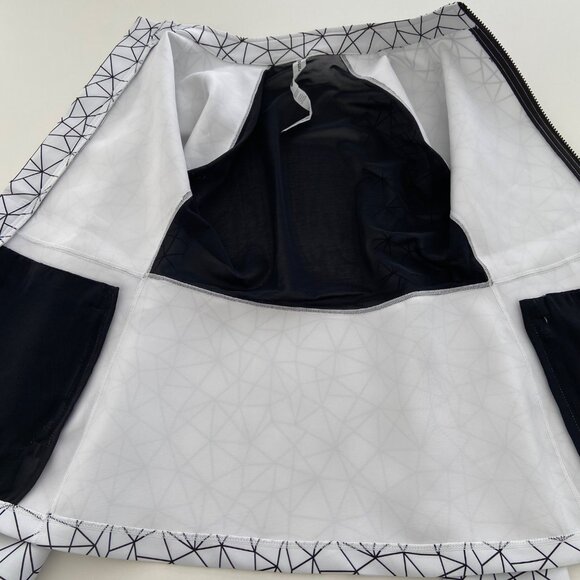 Karma Athletics White & Black Geometric Full-Zip Womens Jacket Lightweight Activ - Picture 11 of 16
